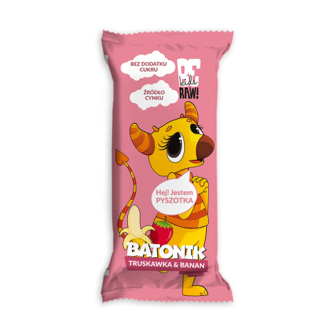 BeRAW Kids Baton Truskawka Banan 25g Purella Batonik BeRAW Kids Baton Truskawka Banan 25g Purella Batonik