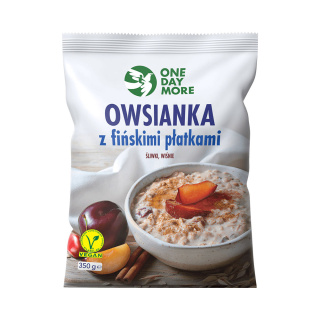 OneDayMore Owsianka z fińskimi płatkami owsianymi z suszonymi śliwkami i liofilizowanymi wiśniami 350g
