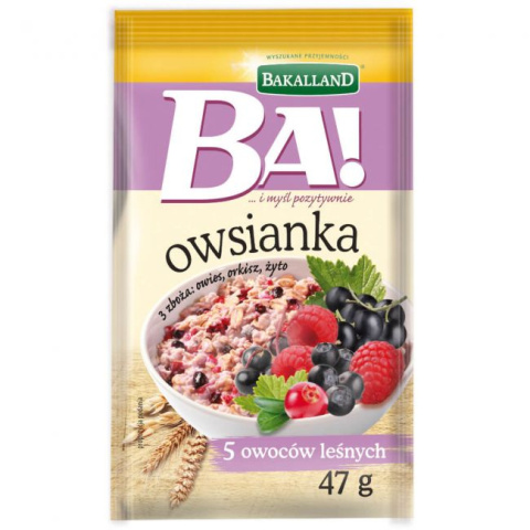 BAKALLAND BA! OWSIANKA Z 5 OWOCAMI LEŚNYMI - 47G BAKALLAND BA! OWSIANKA Z 5 OWOCAMI LEŚNYMI - 47G