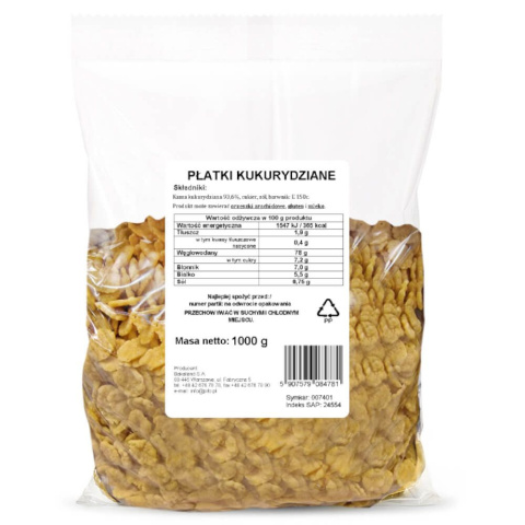 BAKALLAND PŁATKI KUKURYDZIANE - 1KG 1000g BAKALLAND PŁATKI KUKURYDZIANE - 1KG 1000g