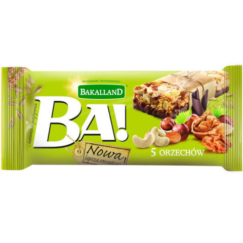 Bakalland Baton zbożowy BA! 5 orzechów 40g Batonik Bakalland Baton zbożowy BA! 5 orzechów 40g Batonik