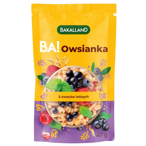 BAKALLAND BA! OWSIANKA Z 5 OWOCAMI LEŚNYMI - 47G BAKALLAND BA! OWSIANKA Z 5 OWOCAMI LEŚNYMI - 47G