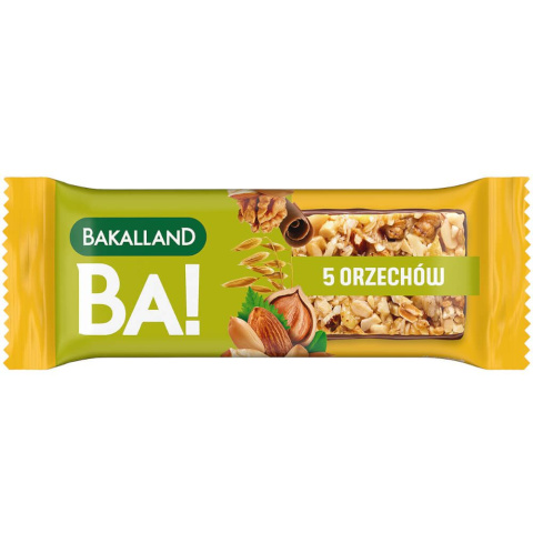 Bakalland Baton zbożowy BA! 5 orzechów 40g Batonik Bakalland Baton zbożowy BA! 5 orzechów 40g Batonik
