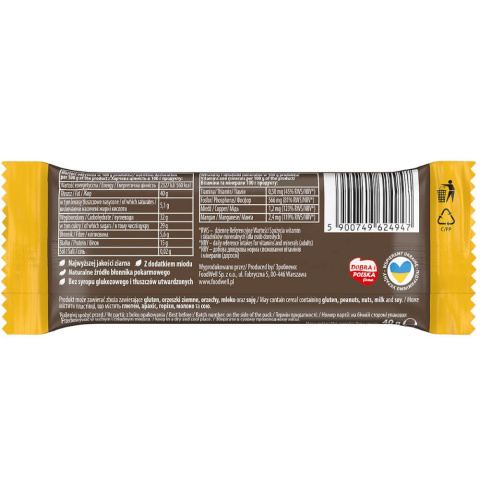 Baton zbożowy Bakalland BA! 5 ziaren z miodem 40g Batonik Baton zbożowy Bakalland BA! 5 ziaren z miodem 40g Batonik
