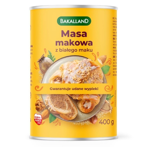 BAKALLAND MASA MAKOWA BIAŁA O SMAKU MARCEPANU - 400G BAKALLAND MASA MAKOWA BIAŁA O SMAKU MARCEPANU - 400G