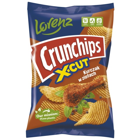 CRUNCHIPS Chipsy X-CUT Kurczak w ziołach 140g LORENZ