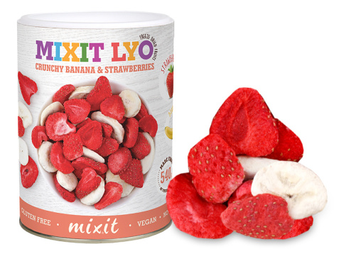 MIXIT chrupiące owoce banan i truskawka liofilizowane 80g MIXIT chrupiące owoce banan i truskawka liofilizowane 80g