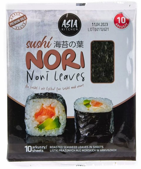 ASIA KITCHEN Sushi Nori liście alg morskich 10 arkuszy ASIA KITCHEN Sushi Nori liście alg morskich 10 arkuszy