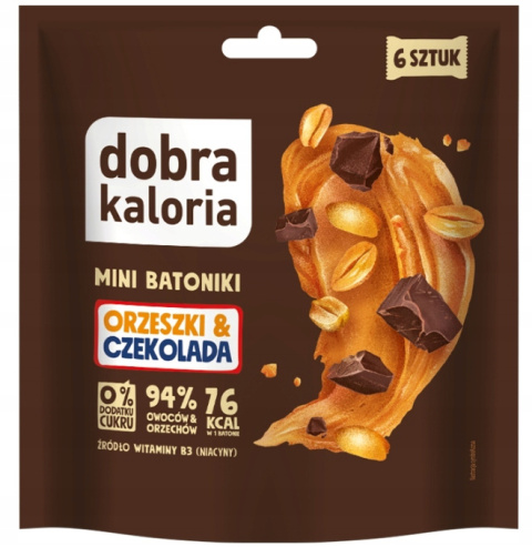 DOBRA KALORIA MINI BATONIKI ORZESZKI & CZEKOLADA 108 G 6szt DOBRA KALORIA MINI BATONIKI ORZESZKI & CZEKOLADA 108 G 6szt