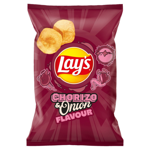 Lay's Chipsy ziemniaczane chorizo&onion o smaku chorizo z cebulą 130g Lay's Chipsy ziemniaczane chorizo&onion o smaku chorizo z cebulą 130g