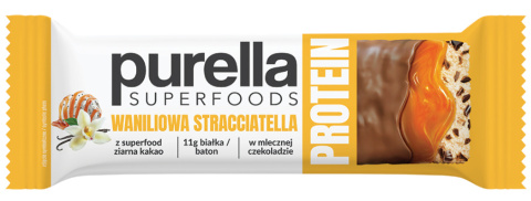 Purella Superfoods Protein bar baton proteinowy waniliowa straciatella 45g Purella Superfoods Protein bar baton proteinowy waniliowa straciatella 45g