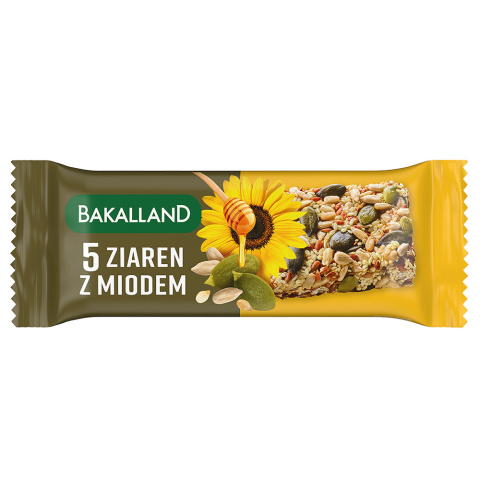 Baton zbożowy Bakalland BA! 5 ziaren z miodem 40g Batonik Baton zbożowy Bakalland BA! 5 ziaren z miodem 40g Batonik