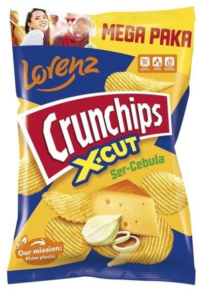 CRUNCHIPS Chipsy X-CUT Ser Cebula 200g LORENZ