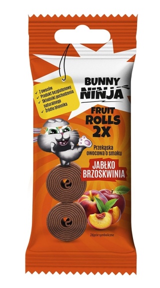 BUNNY NINJA DOUBLE ROLL PRZEKĄSKA OWOCOWA O SMAKU JABŁKO-BRZOSKWINIA 30g