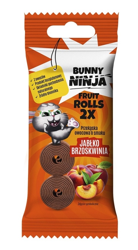 BUNNY NINJA DOUBLE ROLL PRZEKĄSKA OWOCOWA O SMAKU JABŁKO-BRZOSKWINIA 30g