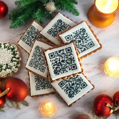 Pierniki z Twoim logo 10szt. Dowolny nadruk. 6cm x 6cm idealny na QR kod